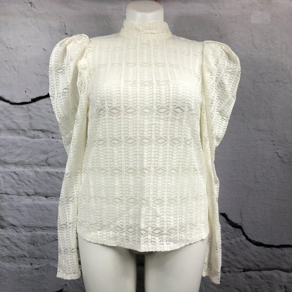Champagne & Strawberry Tops - Champagne & Strawberry Cream Lace long sleeve mutt